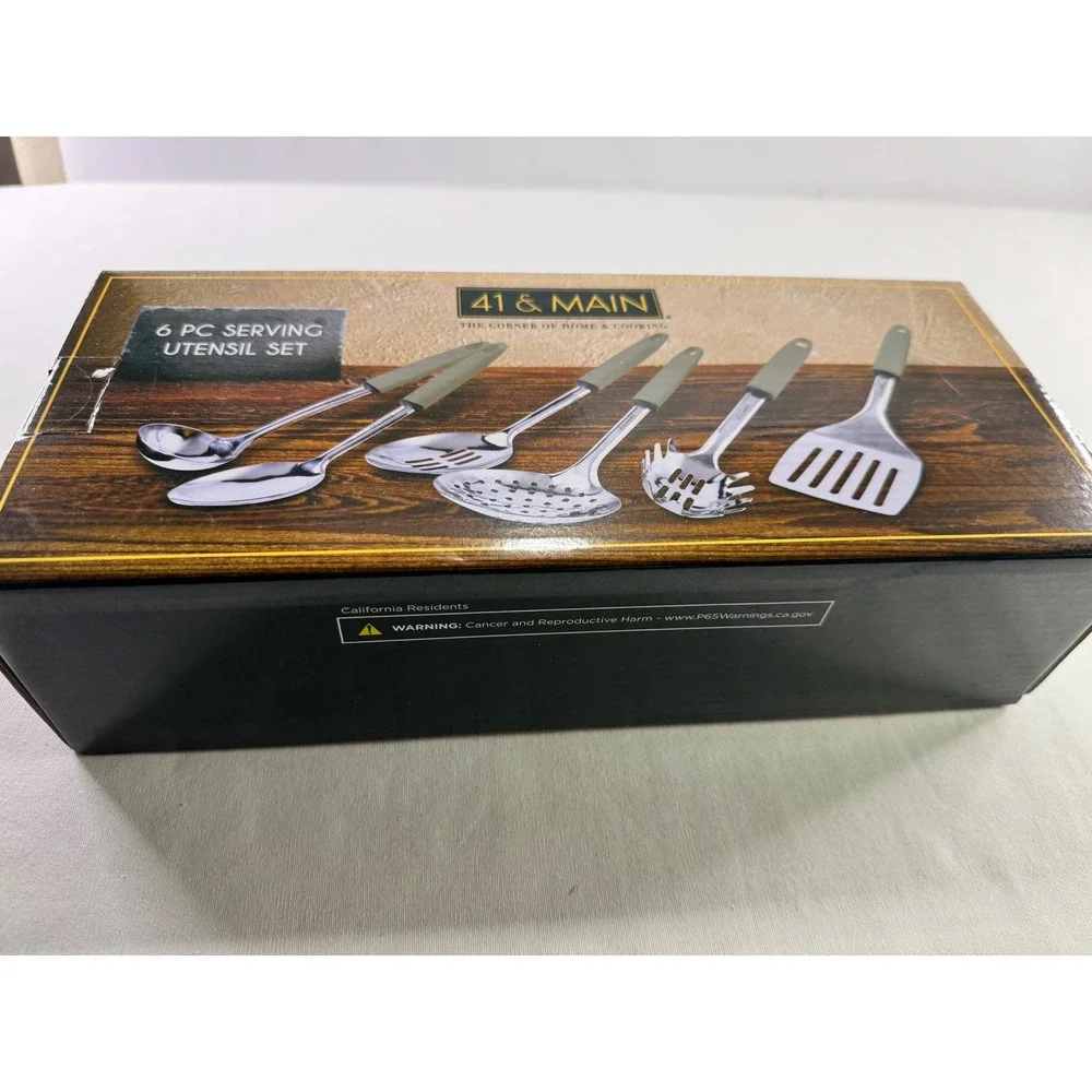 41 & Main 6 Pc Serving Utensil Set Stainless‎ Steel Sage Green 41M-3088-GN